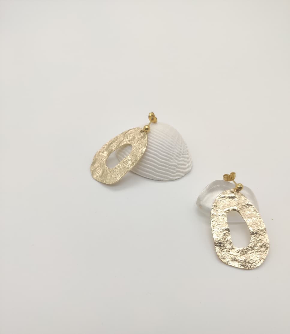 Boucles d'oreilles ovale froissé épais