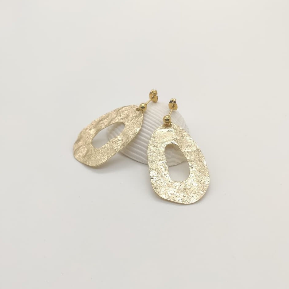 Boucles d'oreilles ovale froissé épais